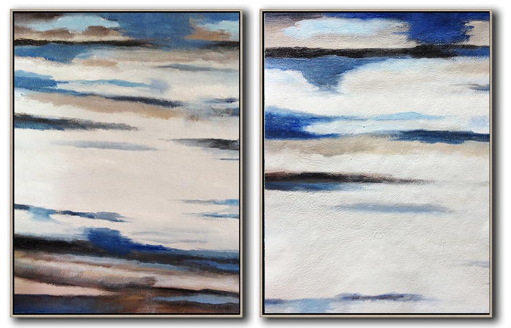 Hand-painted Set of 2 Abstract Painting on canvas, free shipping worldwide large oil paintings